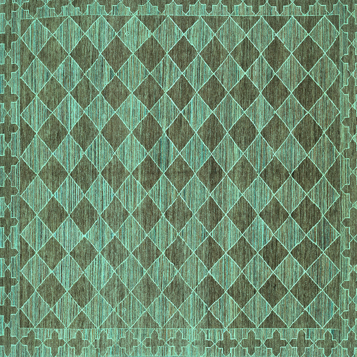 Square Abstract Turquoise Contemporary Rug, con379turq