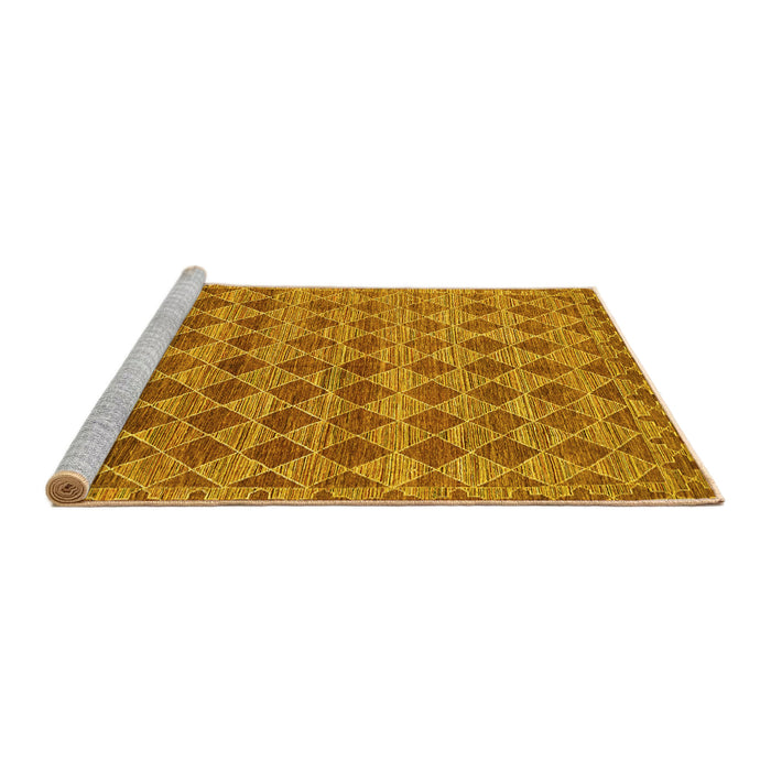 Sideview of Machine Washable Abstract Yellow Contemporary Rug, wshcon379yw