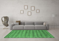 Machine Washable Abstract Emerald Green Contemporary Rug, wshcon379emgrn