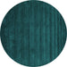 Round Abstract Turquoise Contemporary Rug, con37turq