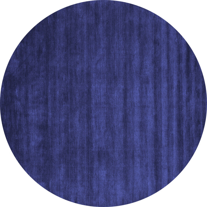 Round Abstract Blue Contemporary Rug, con37blu