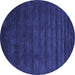 Round Abstract Blue Contemporary Rug, con37blu