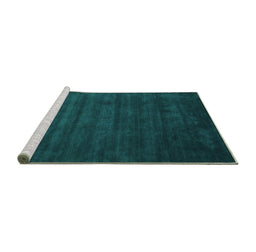 Sideview of Machine Washable Abstract Turquoise Contemporary Area Rugs, wshcon37turq