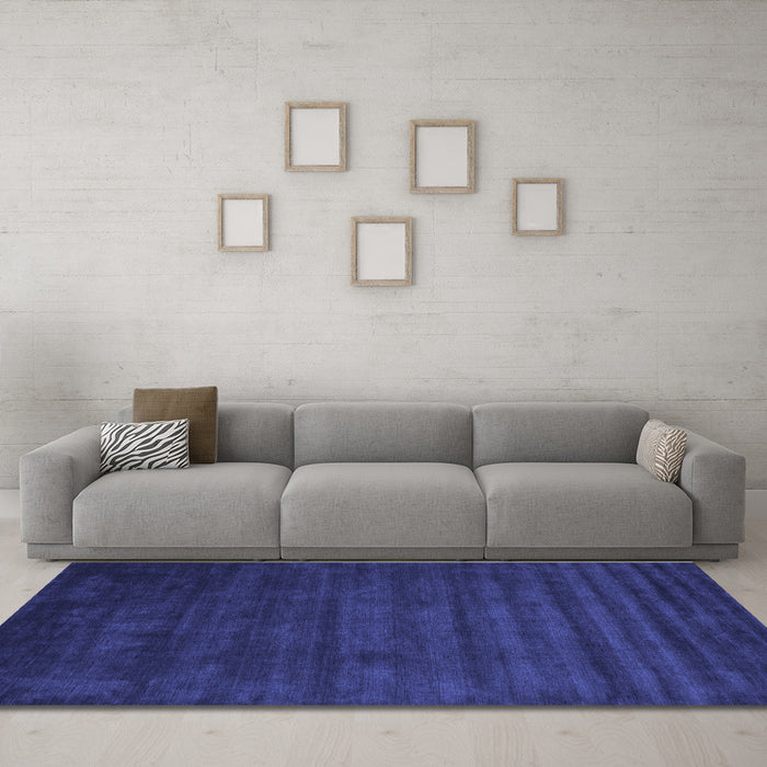 Machine Washable Abstract Blue Contemporary Rug in a Living Room, wshcon37blu