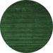 Round Machine Washable Abstract Emerald Green Contemporary Area Rugs, wshcon37emgrn