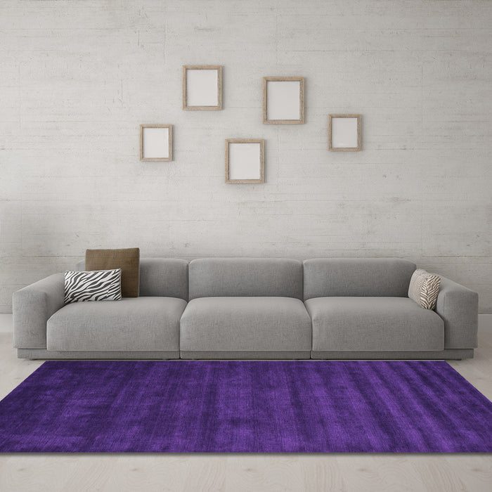Machine Washable Abstract Purple Contemporary Area Rugs in a Living Room, wshcon37pur