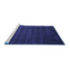 Sideview of Machine Washable Abstract Blue Contemporary Rug, wshcon37blu