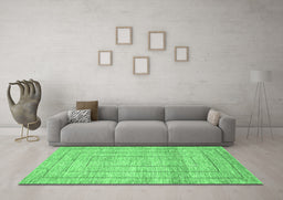 Machine Washable Abstract Emerald Green Contemporary Area Rugs in a Living Room,, wshcon380emgrn