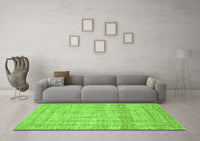 Machine Washable Abstract Green Contemporary Rug, wshcon380grn