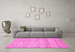 Machine Washable Abstract Pink Contemporary Rug in a Living Room, wshcon380pnk