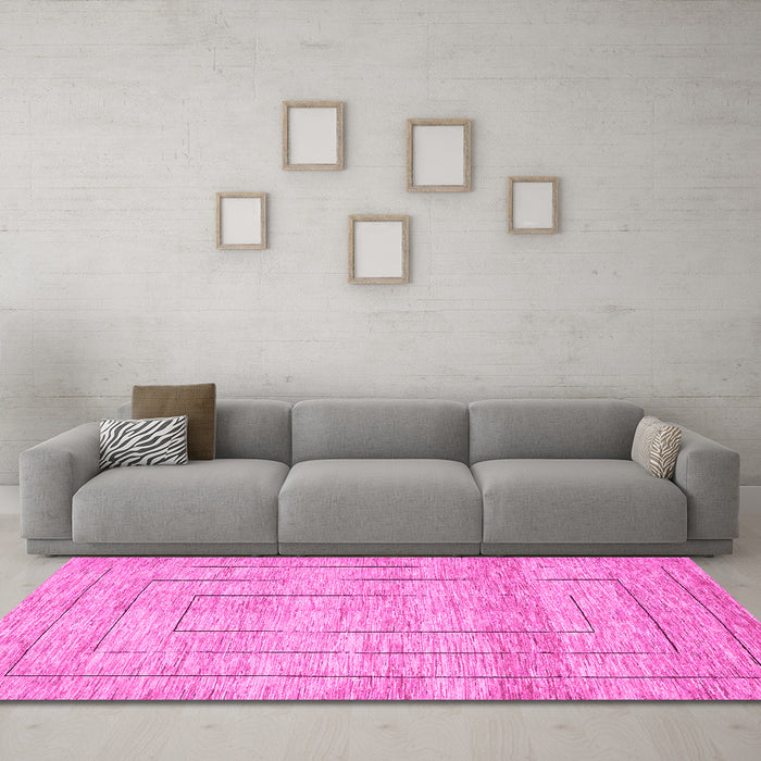 Machine Washable Abstract Pink Contemporary Rug in a Living Room, wshcon380pnk