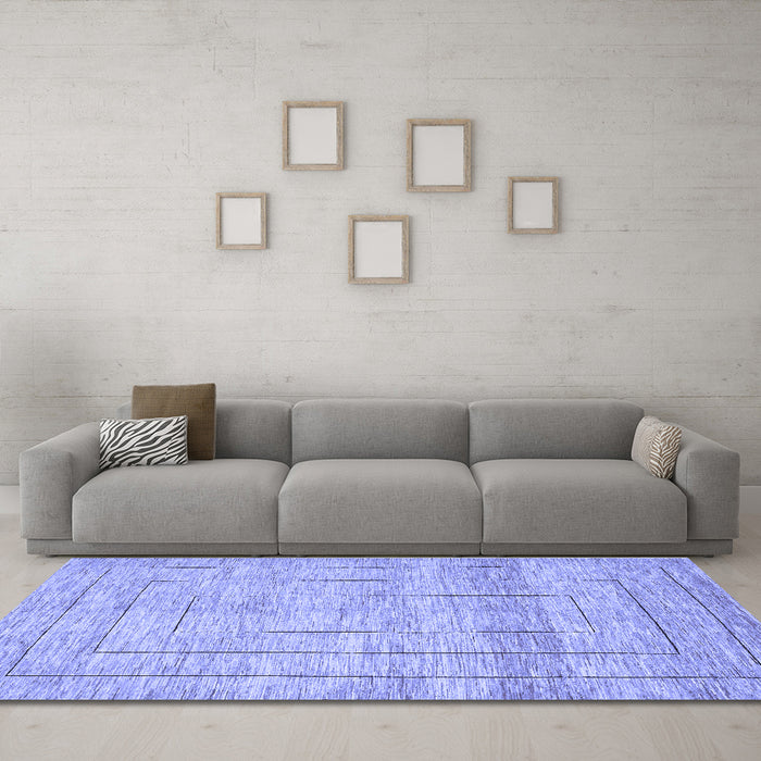 Machine Washable Abstract Blue Contemporary Rug in a Living Room, wshcon380blu