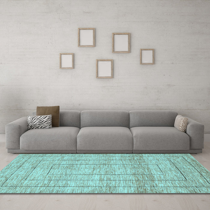 Machine Washable Abstract Light Blue Contemporary Rug in a Living Room, wshcon380lblu