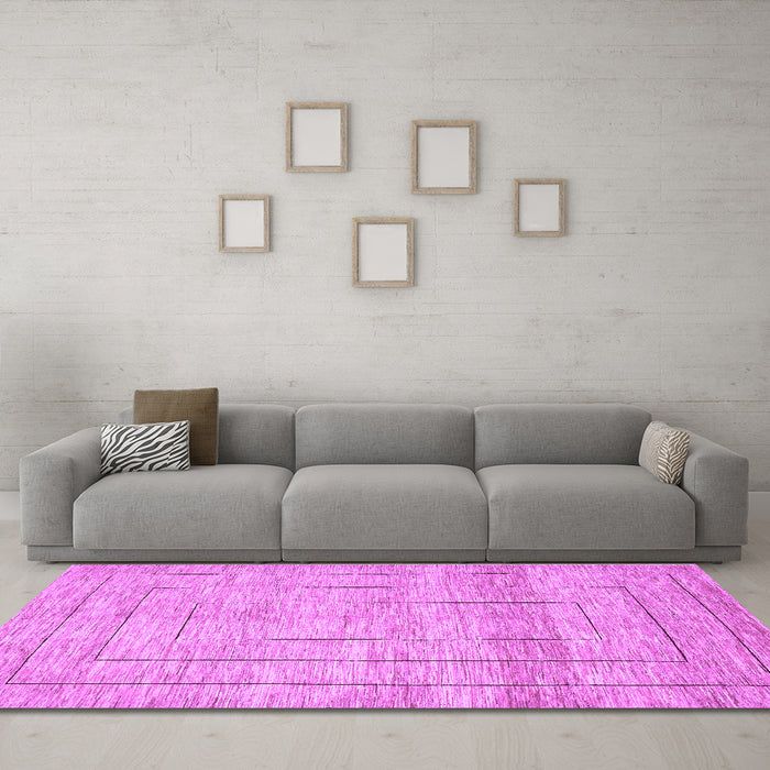 Machine Washable Abstract Purple Contemporary Area Rugs in a Living Room, wshcon380pur