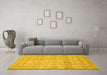 Machine Washable Abstract Yellow Contemporary Rug in a Living Room, wshcon380yw