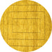 Round Abstract Yellow Contemporary Rug, con380yw