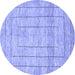 Round Abstract Blue Contemporary Rug, con380blu