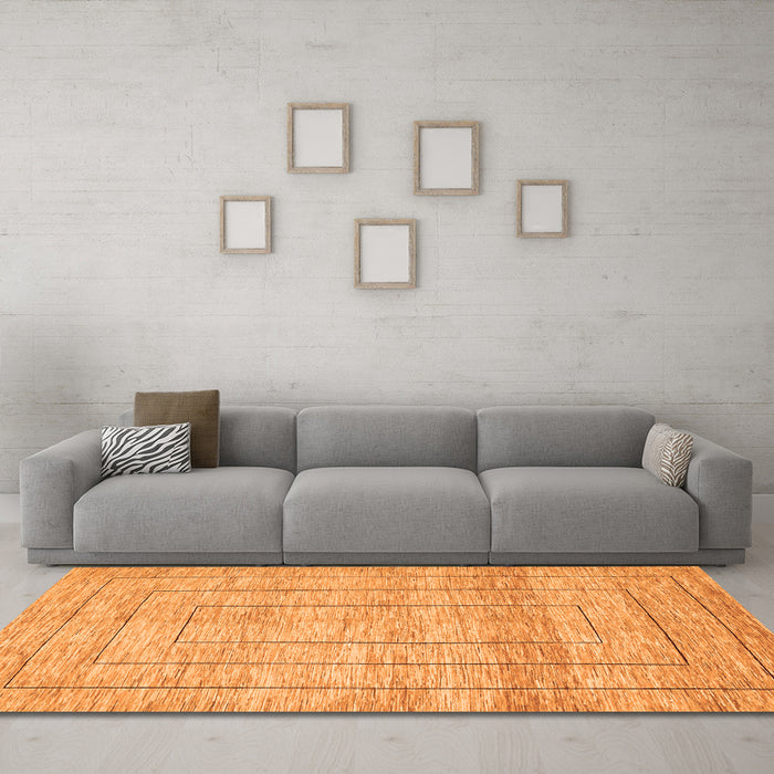 Machine Washable Abstract Orange Contemporary Area Rugs in a Living Room, wshcon380org