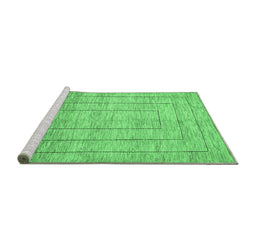 Sideview of Machine Washable Abstract Emerald Green Contemporary Area Rugs, wshcon380emgrn