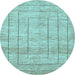 Round Machine Washable Abstract Light Blue Contemporary Rug, wshcon380lblu