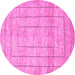 Round Machine Washable Abstract Pink Contemporary Rug, wshcon380pnk