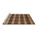 Serging Thickness of Machine Washable Contemporary Orange Brown Rug, wshcon381