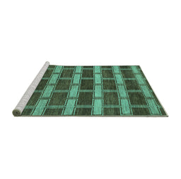 Sideview of Machine Washable Abstract Turquoise Contemporary Area Rugs, wshcon381turq