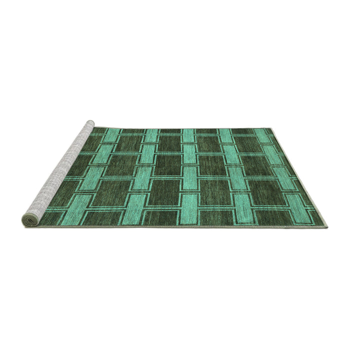Sideview of Machine Washable Abstract Turquoise Contemporary Area Rugs, wshcon381turq