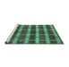 Sideview of Machine Washable Abstract Turquoise Contemporary Area Rugs, wshcon381turq