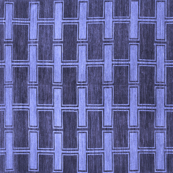Square Abstract Blue Contemporary Rug, con381blu