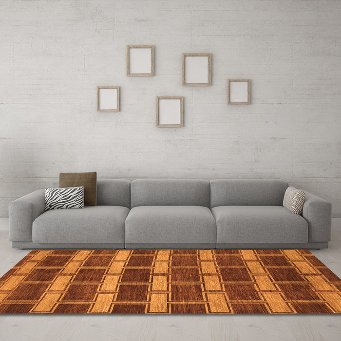 Machine Washable Abstract Orange Contemporary Area Rugs in a Living Room, wshcon381org
