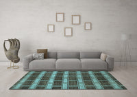 Machine Washable Abstract Light Blue Contemporary Rug, wshcon381lblu