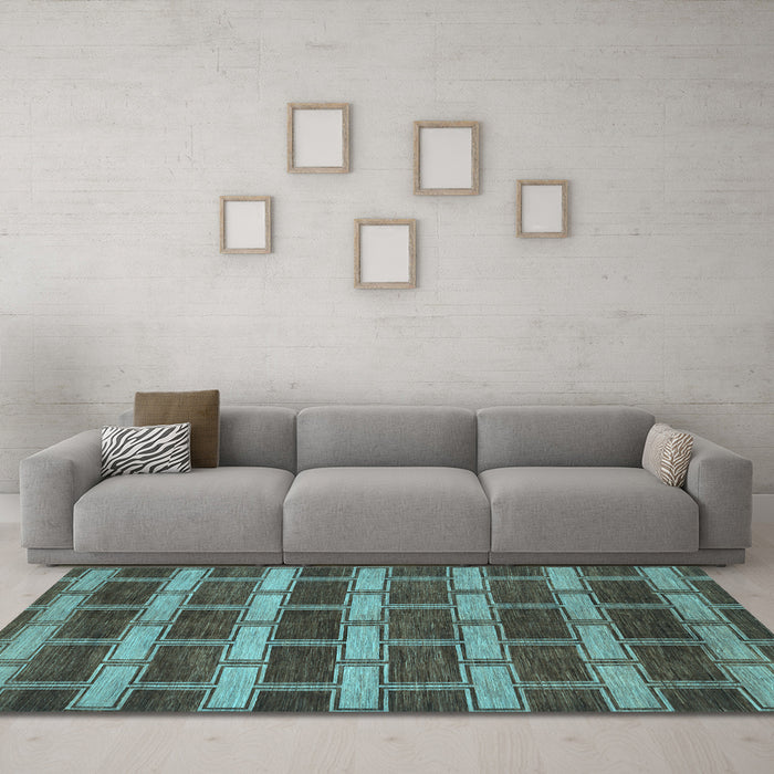 Machine Washable Abstract Light Blue Contemporary Rug in a Living Room, wshcon381lblu