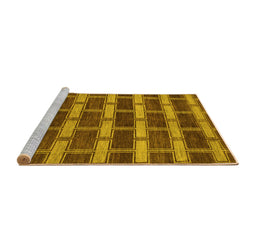 Sideview of Machine Washable Abstract Yellow Contemporary Rug, wshcon381yw
