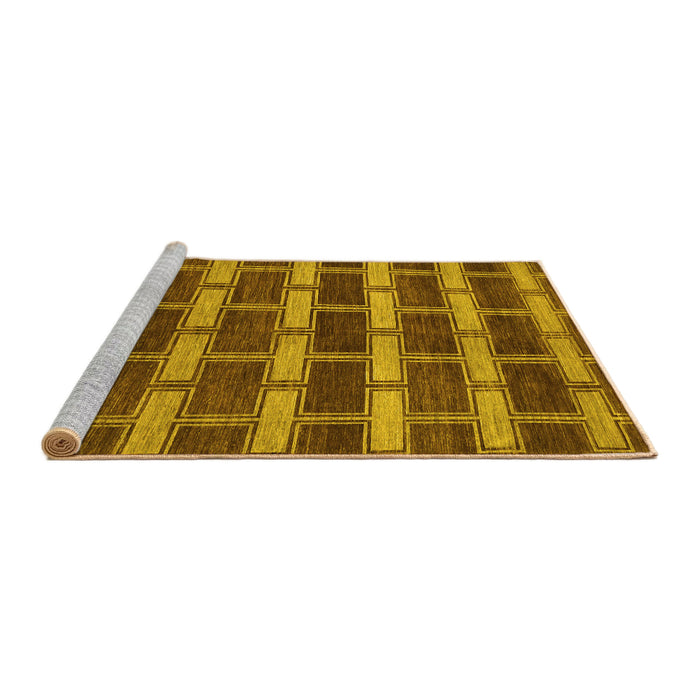Sideview of Machine Washable Abstract Yellow Contemporary Rug, wshcon381yw