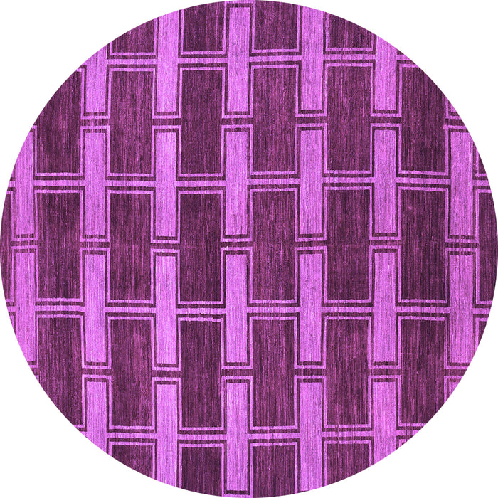 Round Machine Washable Abstract Purple Contemporary Area Rugs, wshcon381pur
