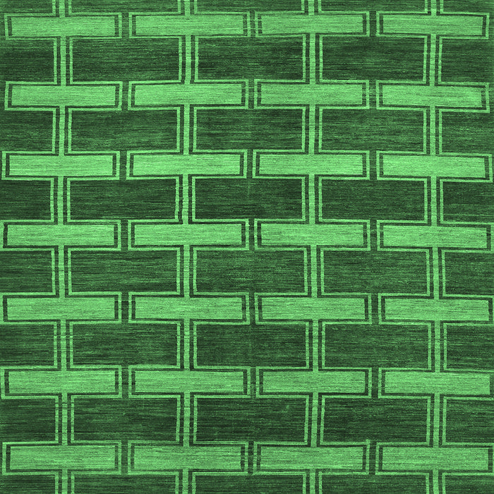Square Abstract Emerald Green Contemporary Rug, con381emgrn