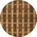 Round Abstract Brown Contemporary Rug, con381brn