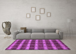 Machine Washable Abstract Purple Contemporary Area Rugs in a Living Room, wshcon381pur