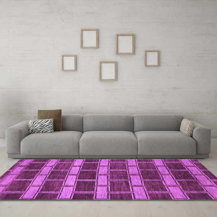 Machine Washable Abstract Purple Contemporary Area Rugs in a Living Room, wshcon381pur