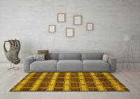 Machine Washable Abstract Yellow Contemporary Rug, wshcon381yw