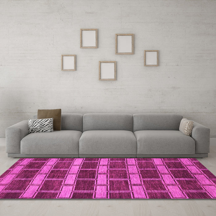 Machine Washable Abstract Pink Contemporary Rug in a Living Room, wshcon381pnk