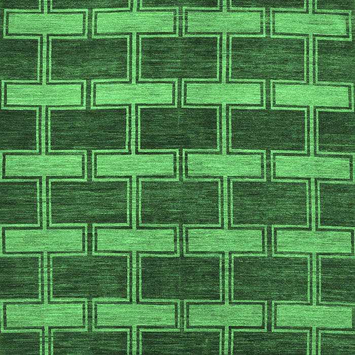 Machine Washable Abstract Emerald Green Contemporary Area Rugs, wshcon381emgrn