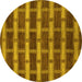 Round Abstract Yellow Contemporary Rug, con381yw