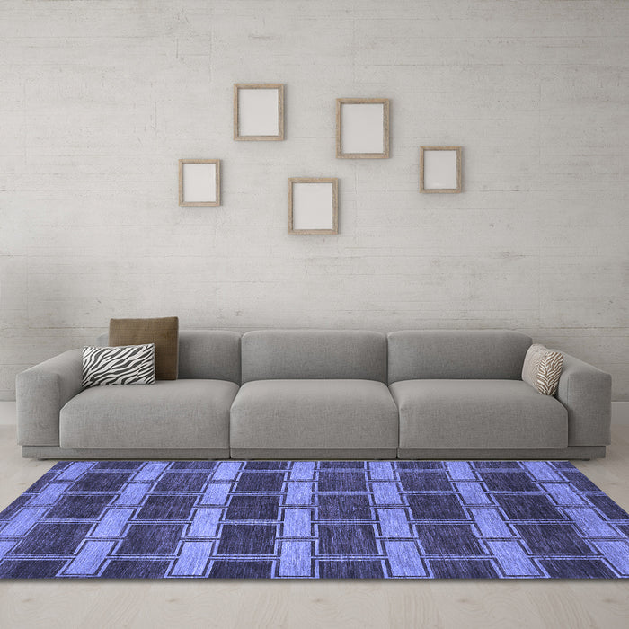 Machine Washable Abstract Blue Contemporary Rug in a Living Room, wshcon381blu