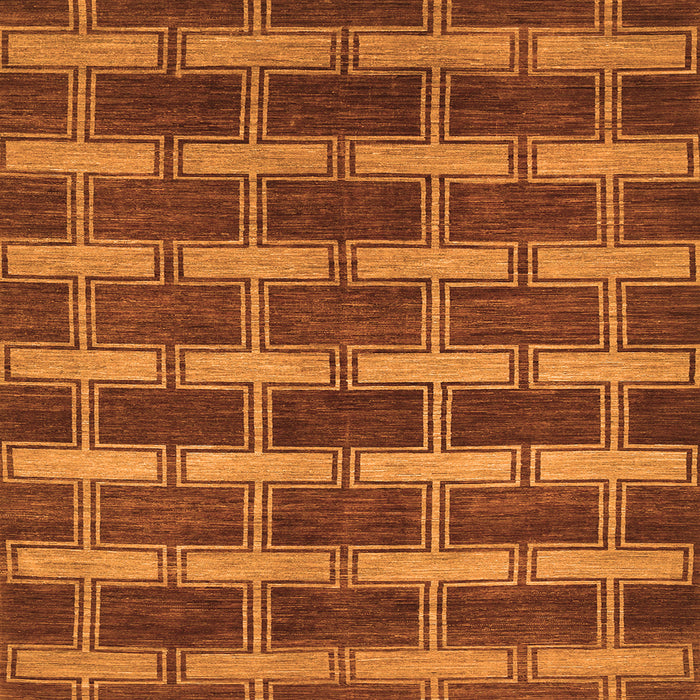 Round Machine Washable Abstract Orange Contemporary Area Rugs, wshcon381org