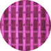 Round Machine Washable Abstract Pink Contemporary Rug, wshcon381pnk