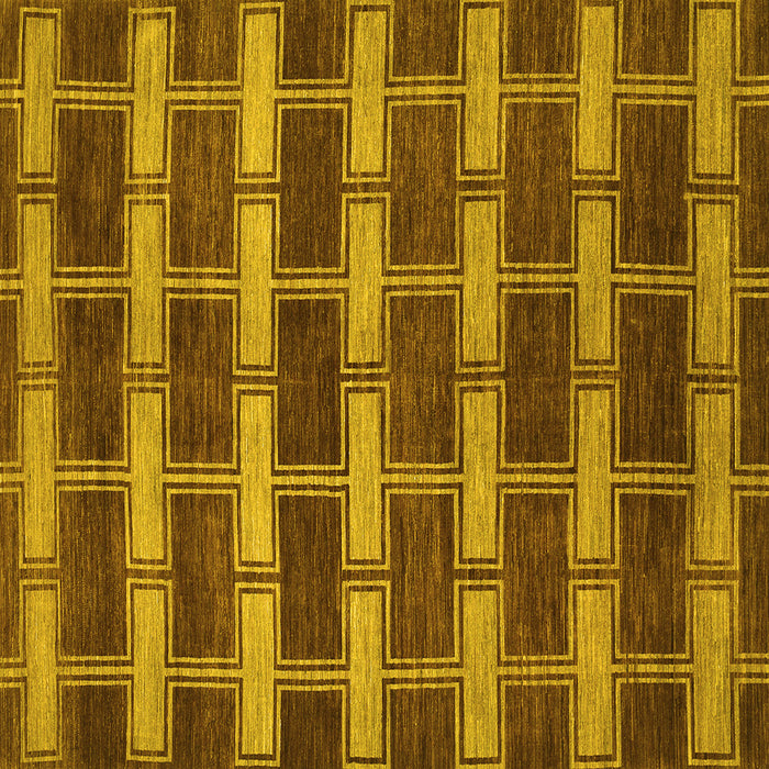 Square Machine Washable Abstract Yellow Contemporary Rug, wshcon381yw