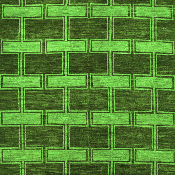 Serging Thickness of Machine Washable Abstract Green Contemporary Area Rugs, wshcon381grn