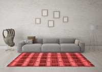 Machine Washable Abstract Red Contemporary Rug, wshcon381red